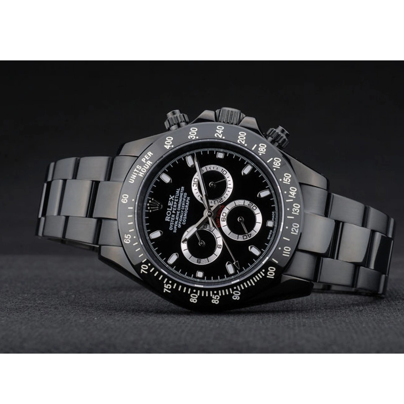 Best AAA Replica Sites Stainless Black Strap Dial Rolex 80247 Black Tachymeter Steel Plated Daytona Ion Black 0802